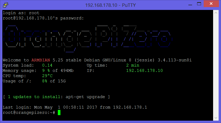 SSH Orange Pi Zero
