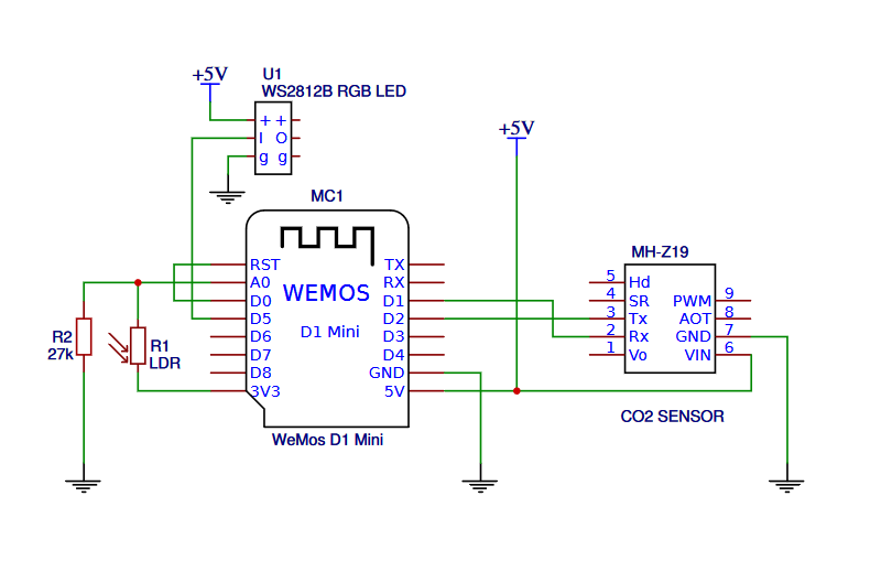 Arduino CO2 Ampel Schaltung Schaltplan selber basteln