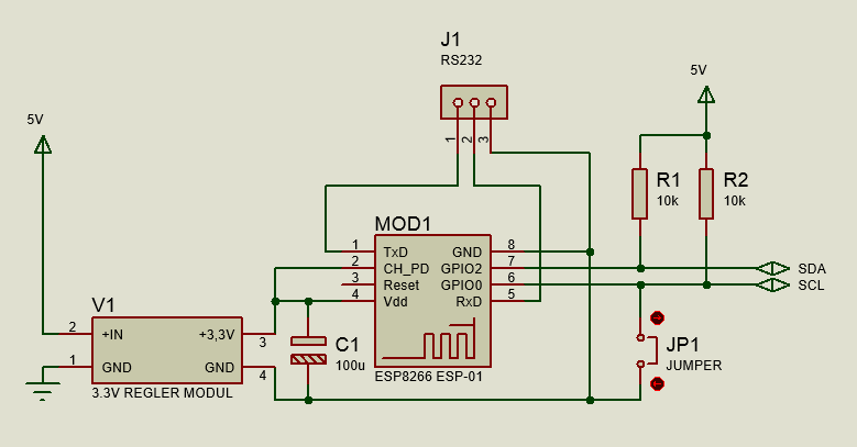 Schaltplan I2C über WiFi Netzwerk