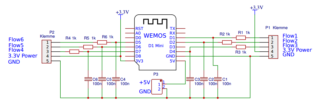 WLAN Impulszähler  für  flow Sensor oder Stromzähler mit D1 mini WeMos NodeMcu, ESP-12F 