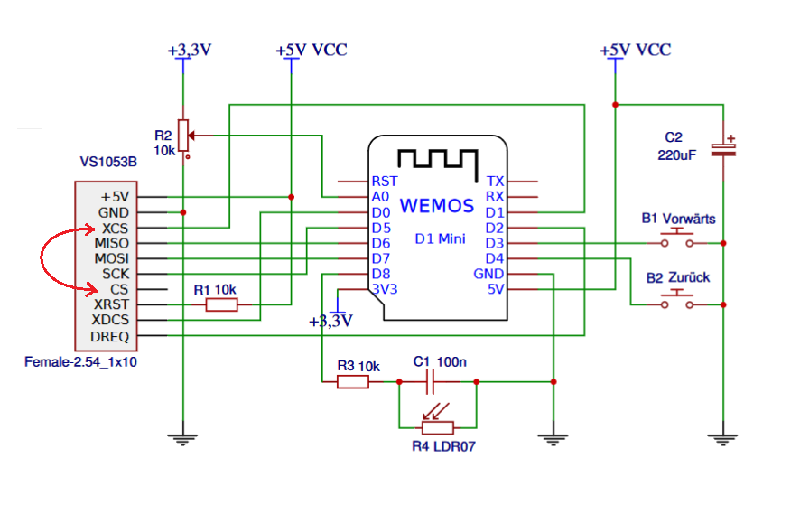 Internetradio WebRadio ESP8266 VS1053B